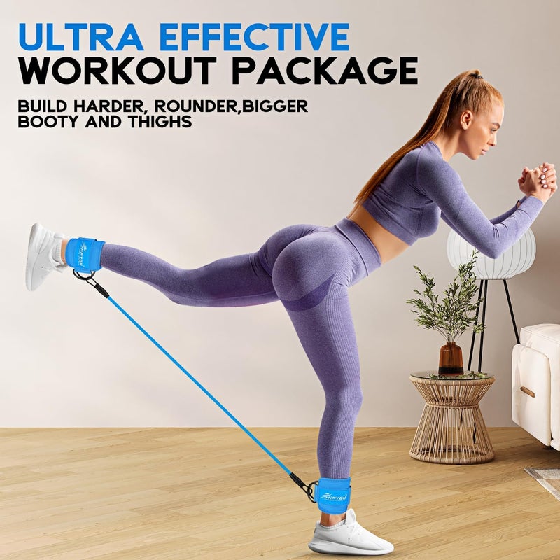 HPYGN Ankle Resistance Bands, Ankle Bands for Working Out with Cuffs, Resistance Bands for Leg Butt Training Workout Equipment for Kickbacks Hip Gluteus Training, Ankle Strap with Exercise Bands - Image 2